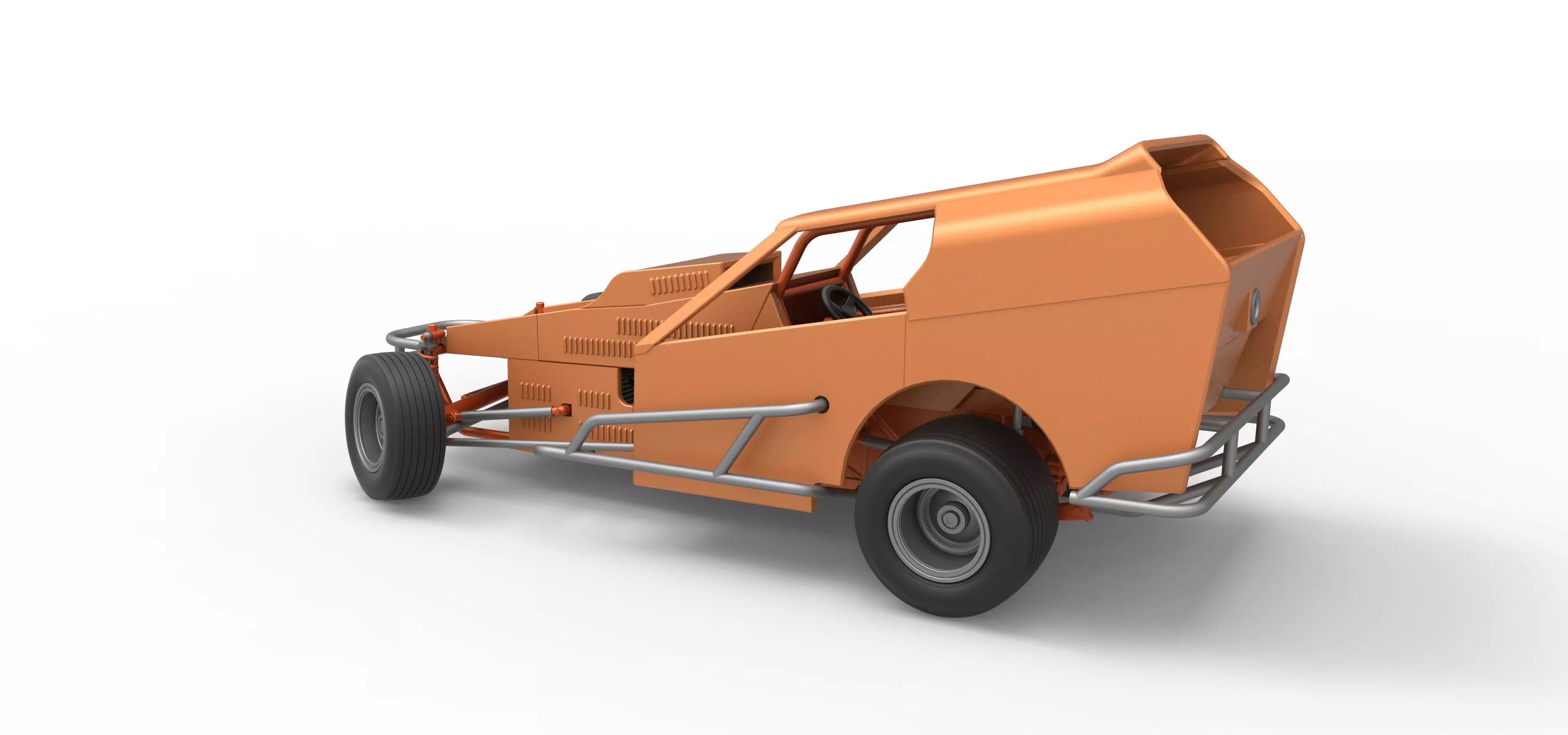 Vintage Dirt Modified stock car V3 while turning Scale 1 to 25 3D print model_12