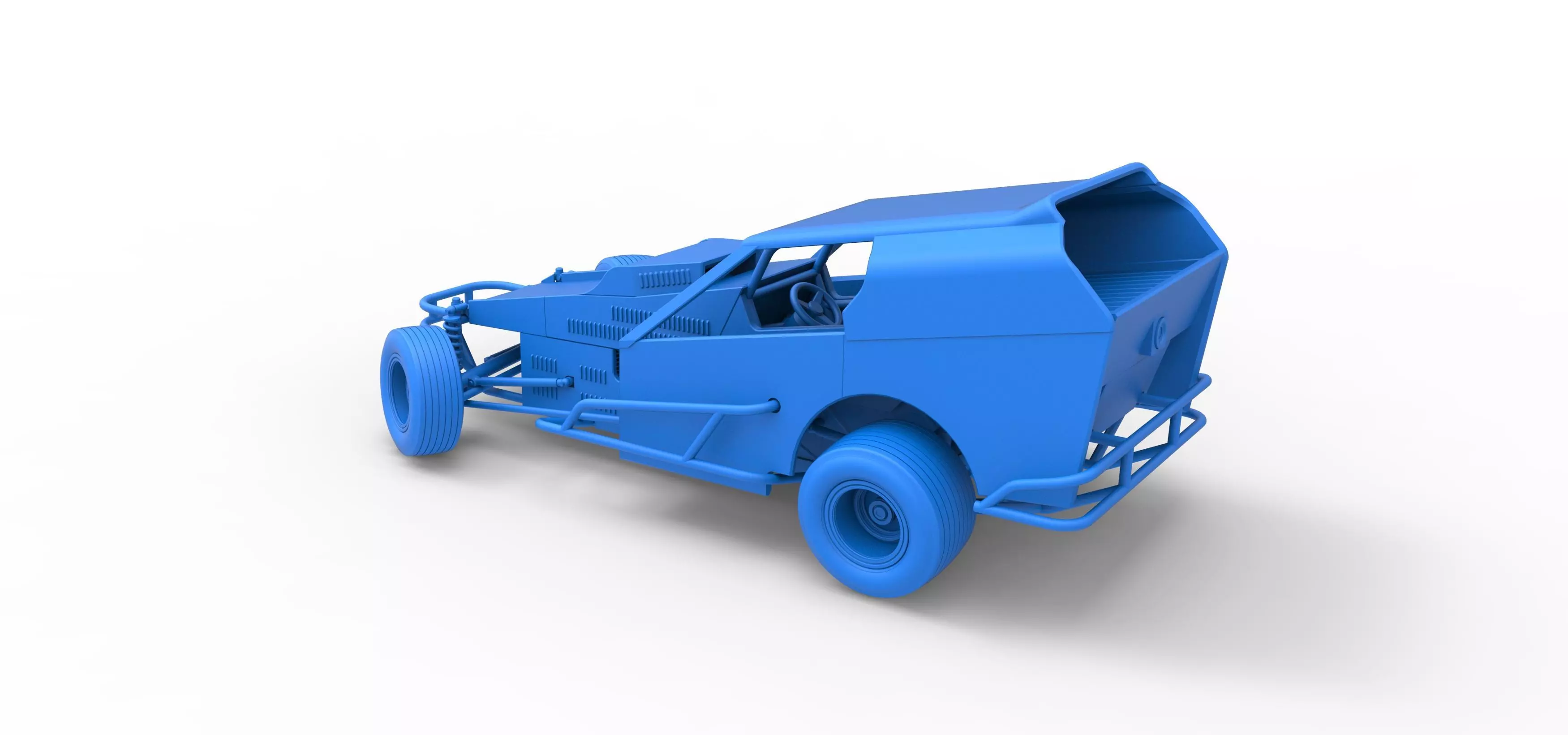 Vintage Dirt Modified stock car V3 while turning Scale 1 to 25 3D print model_39