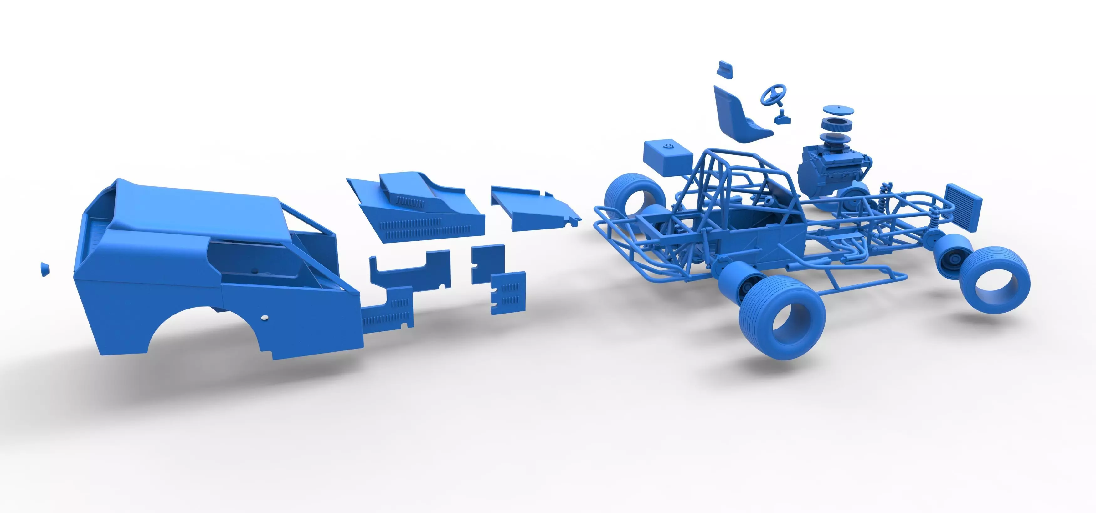 Vintage Dirt Modified stock car V3 while turning Scale 1 to 25 3D print model_64