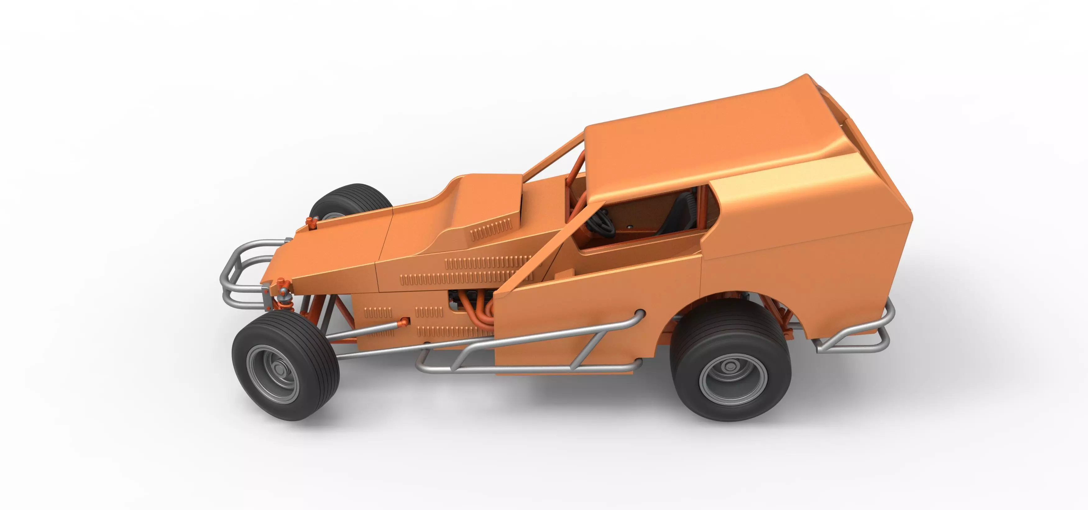 Vintage Dirt Modified stock car V3 while turning Scale 1 to 25 3D print model_10