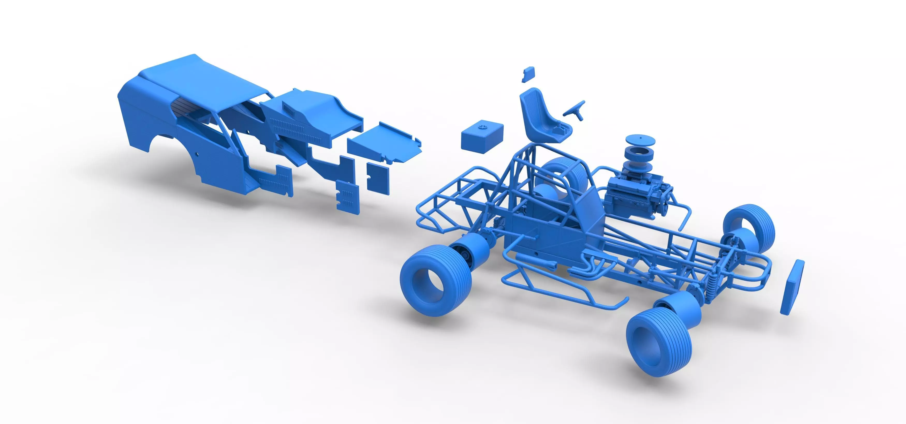 Vintage Dirt Modified stock car V3 while turning Scale 1 to 25 3D print model_66