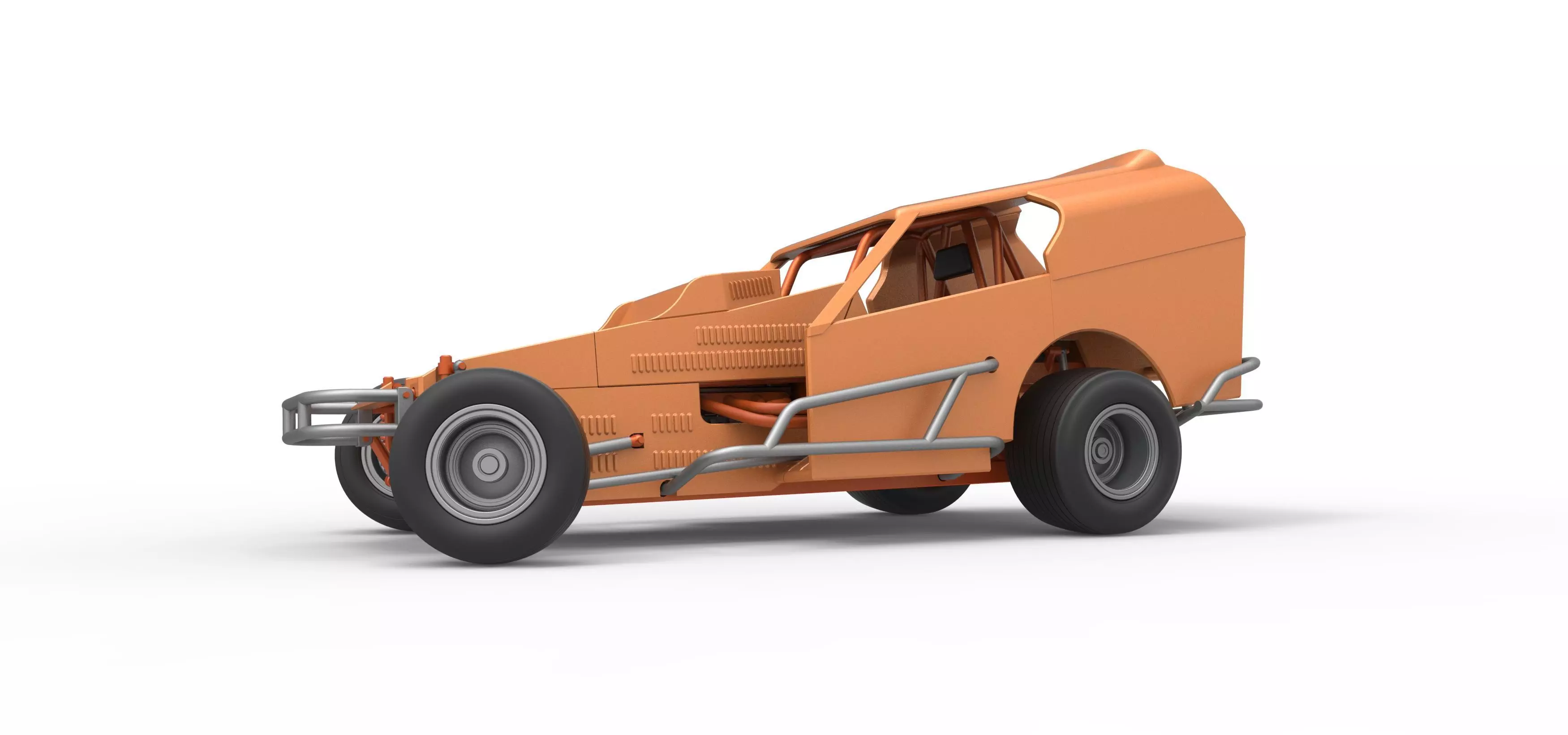 Vintage Dirt Modified stock car V3 while turning Scale 1 to 25 3D print model_2