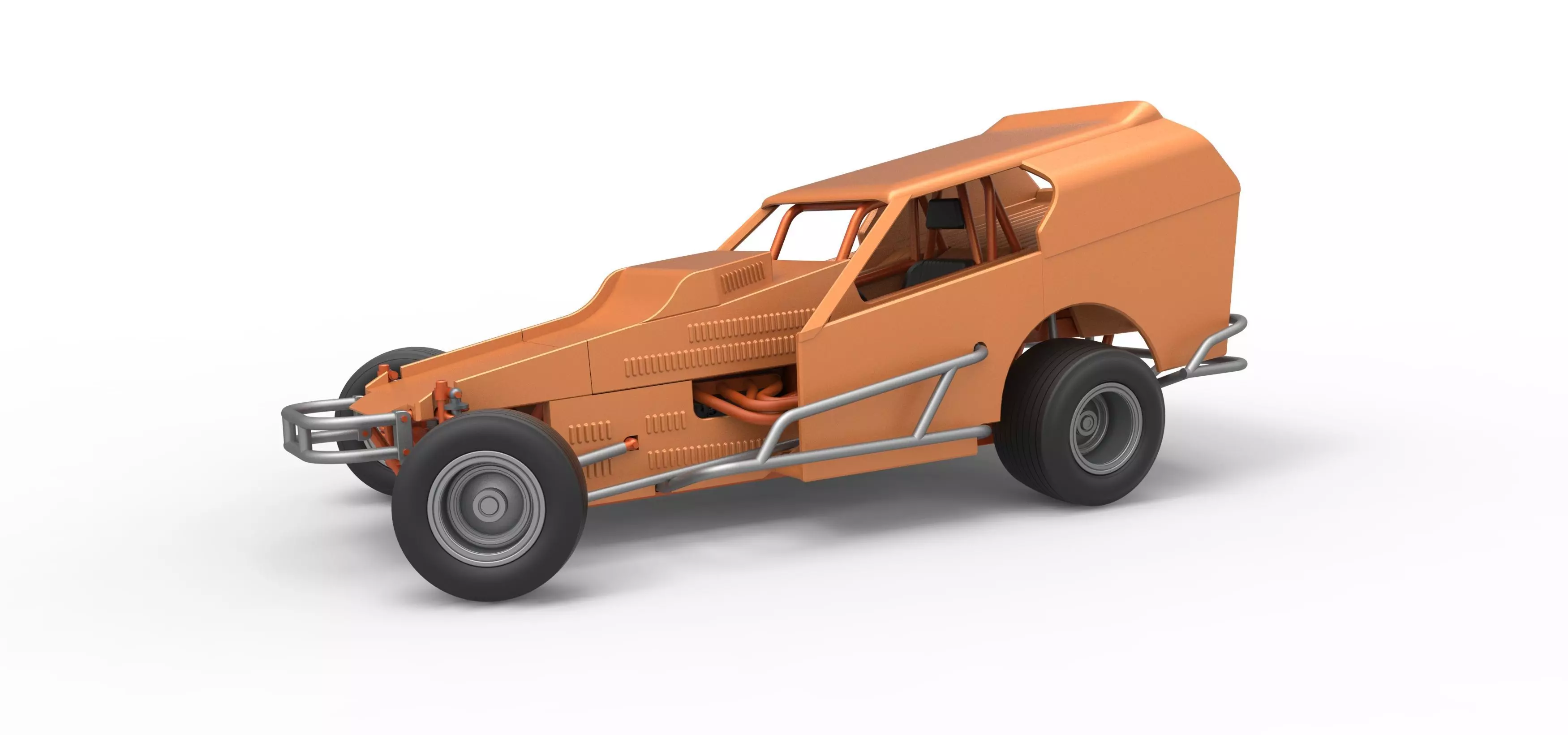 Vintage Dirt Modified stock car V3 while turning Scale 1 to 25 3D print model_0