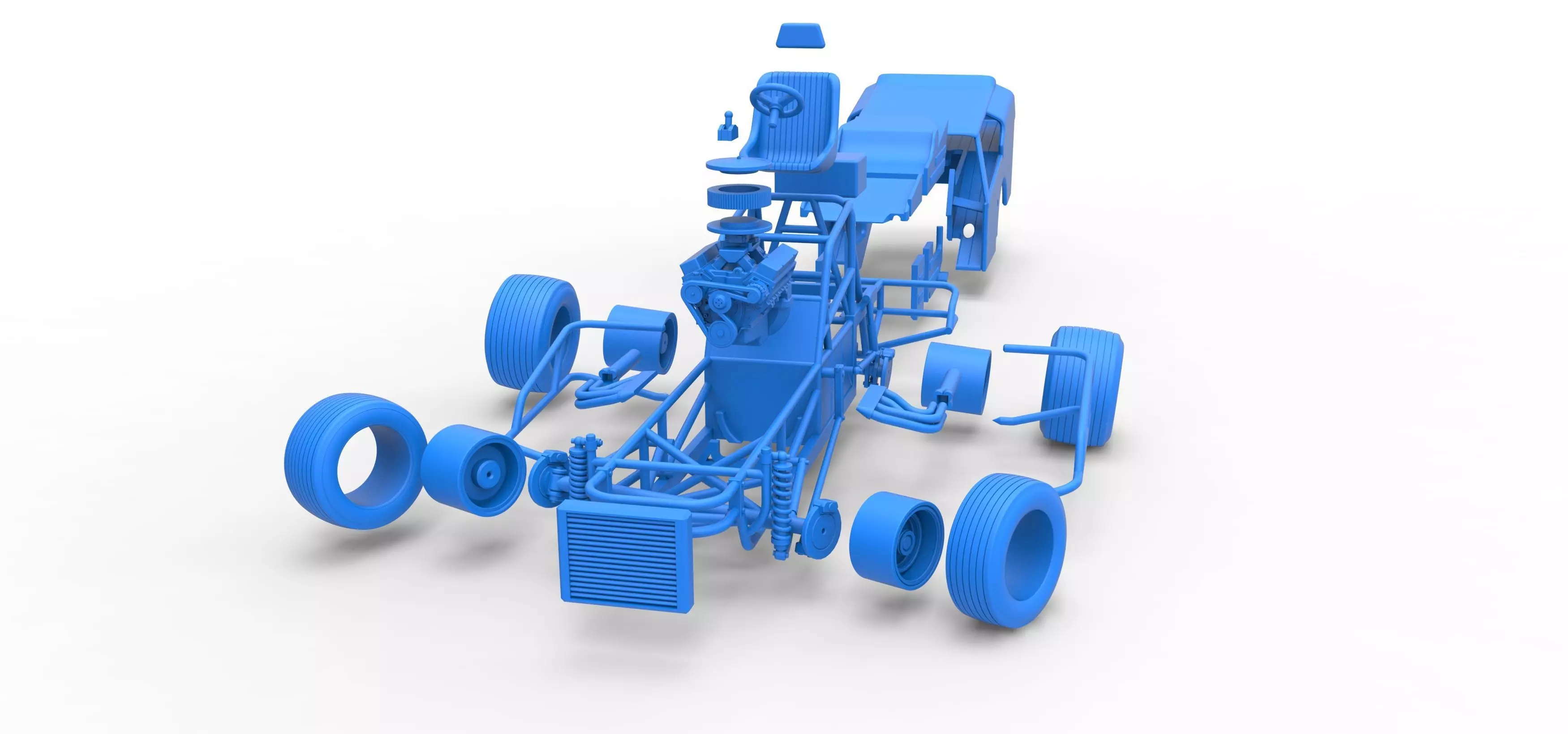 Vintage Dirt Modified stock car V3 while turning Scale 1 to 25 3D print model_58