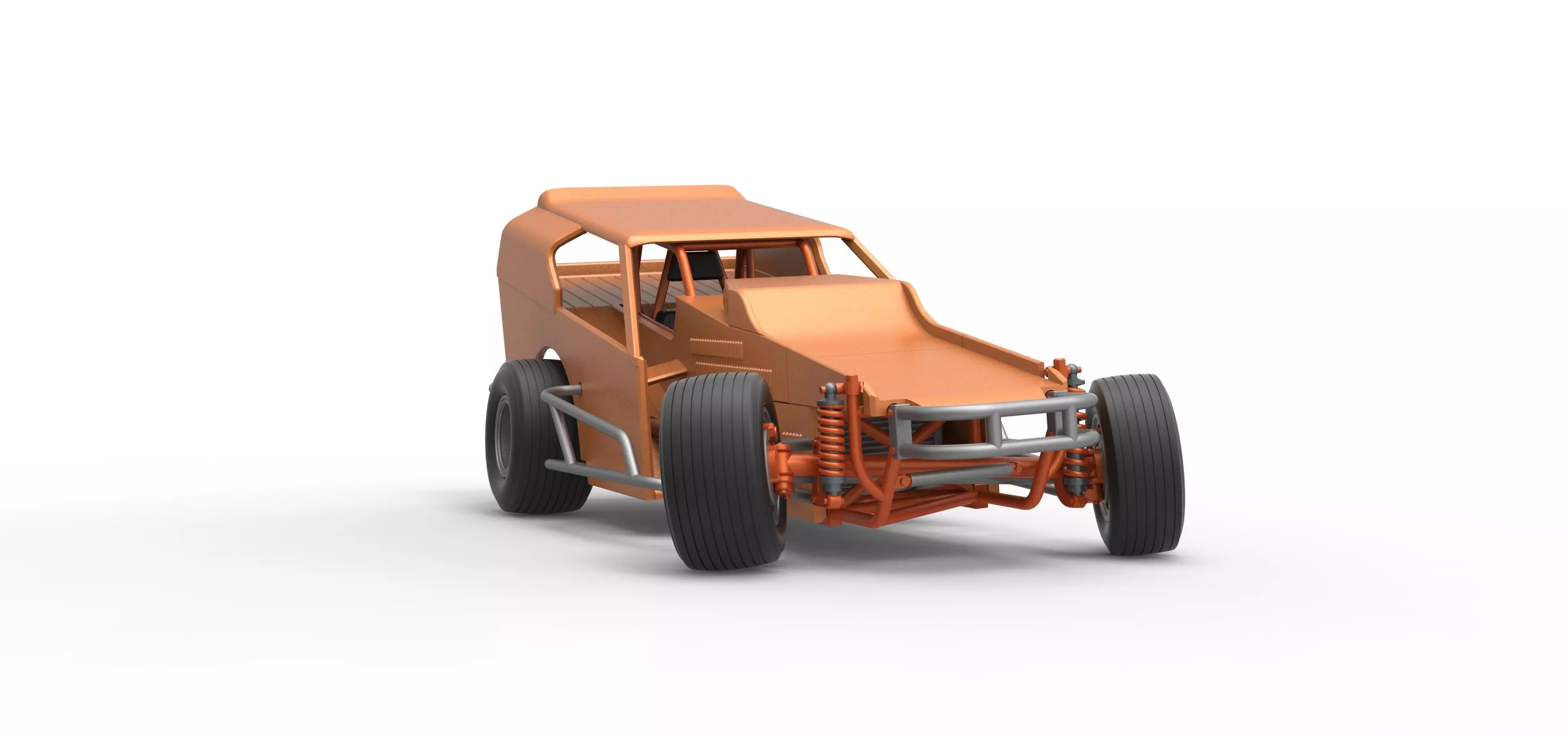 Vintage Dirt Modified stock car V3 while turning Scale 1 to 25 3D print model_27