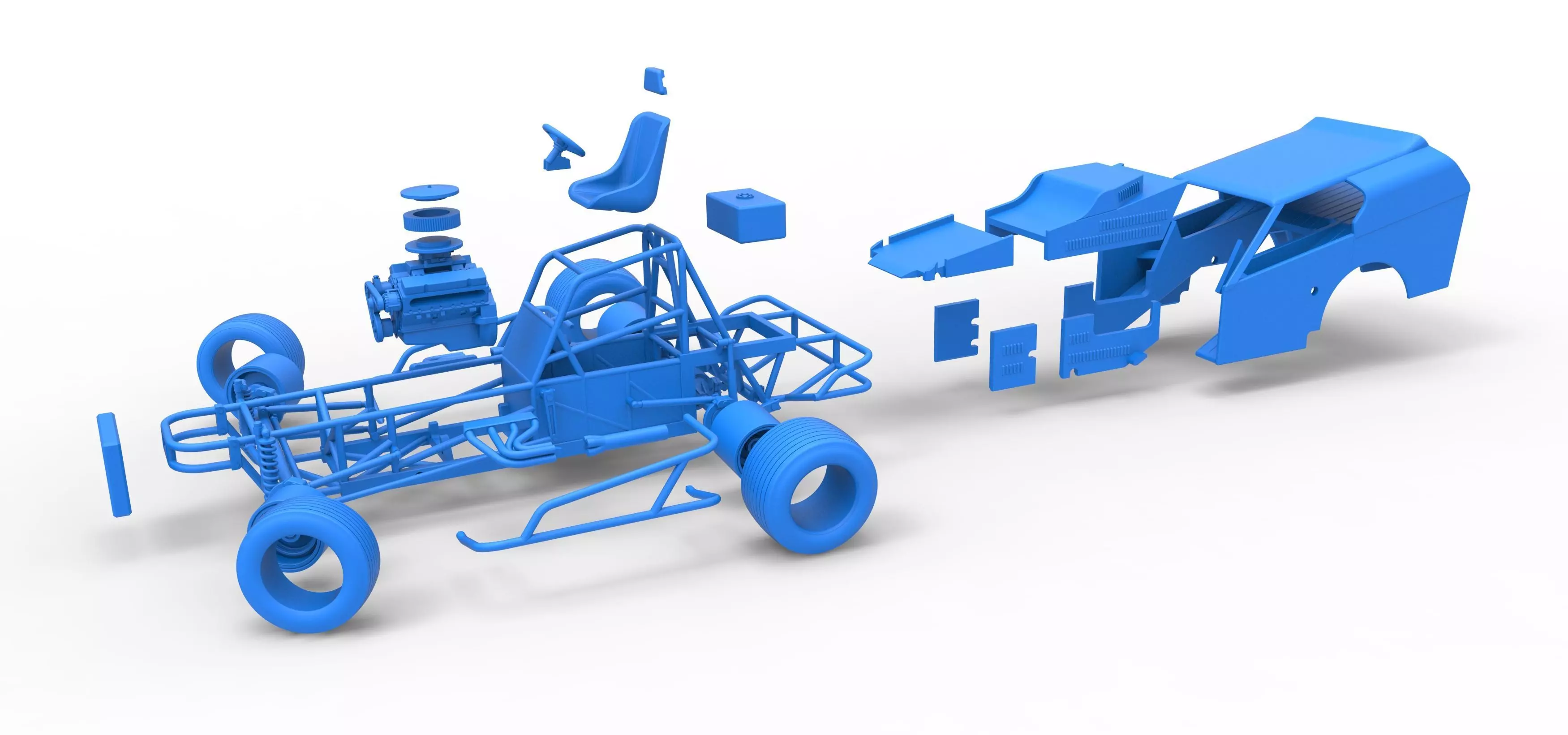 Vintage Dirt Modified stock car V3 while turning Scale 1 to 25 3D print model_55