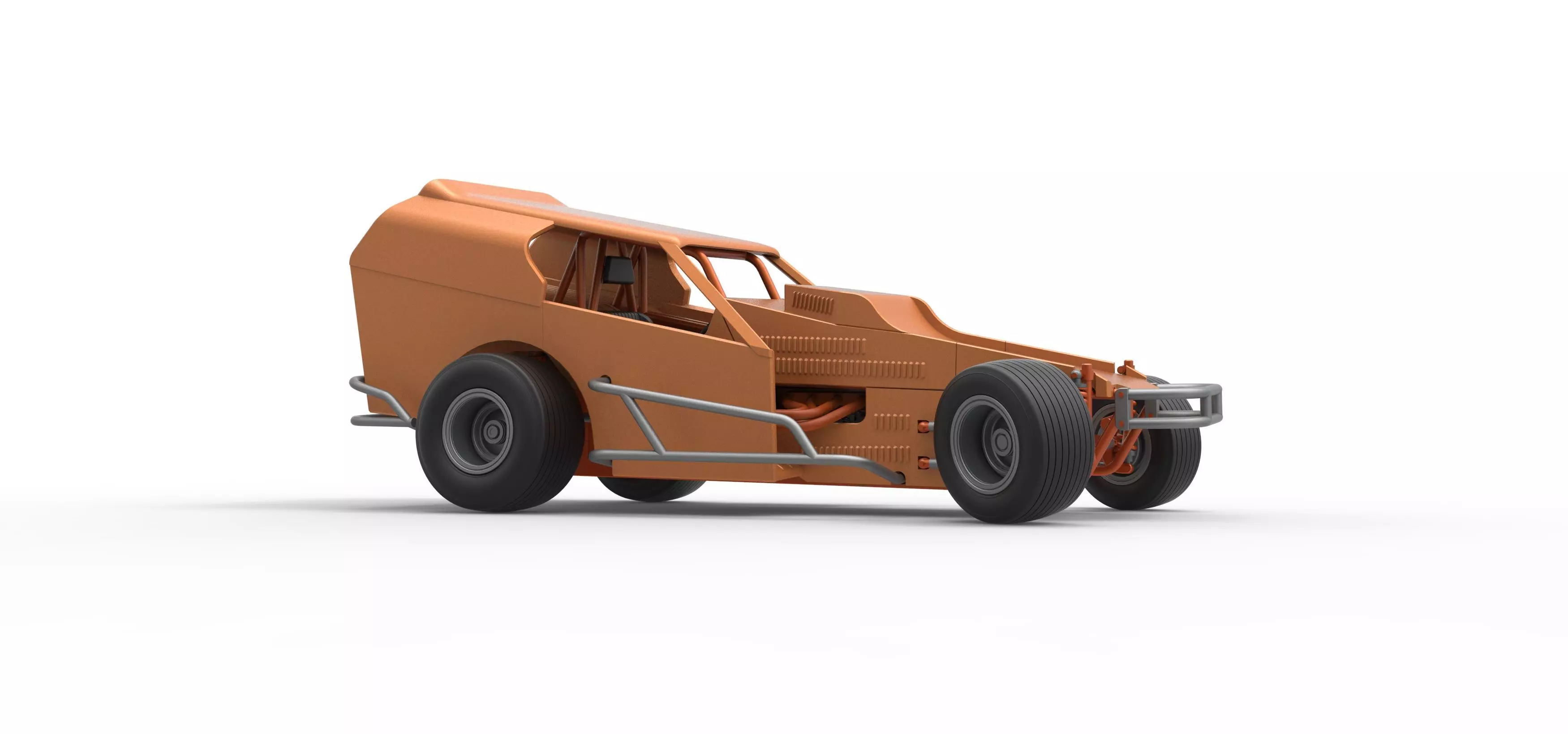 Vintage Dirt Modified stock car V3 while turning Scale 1 to 25 3D print model_25