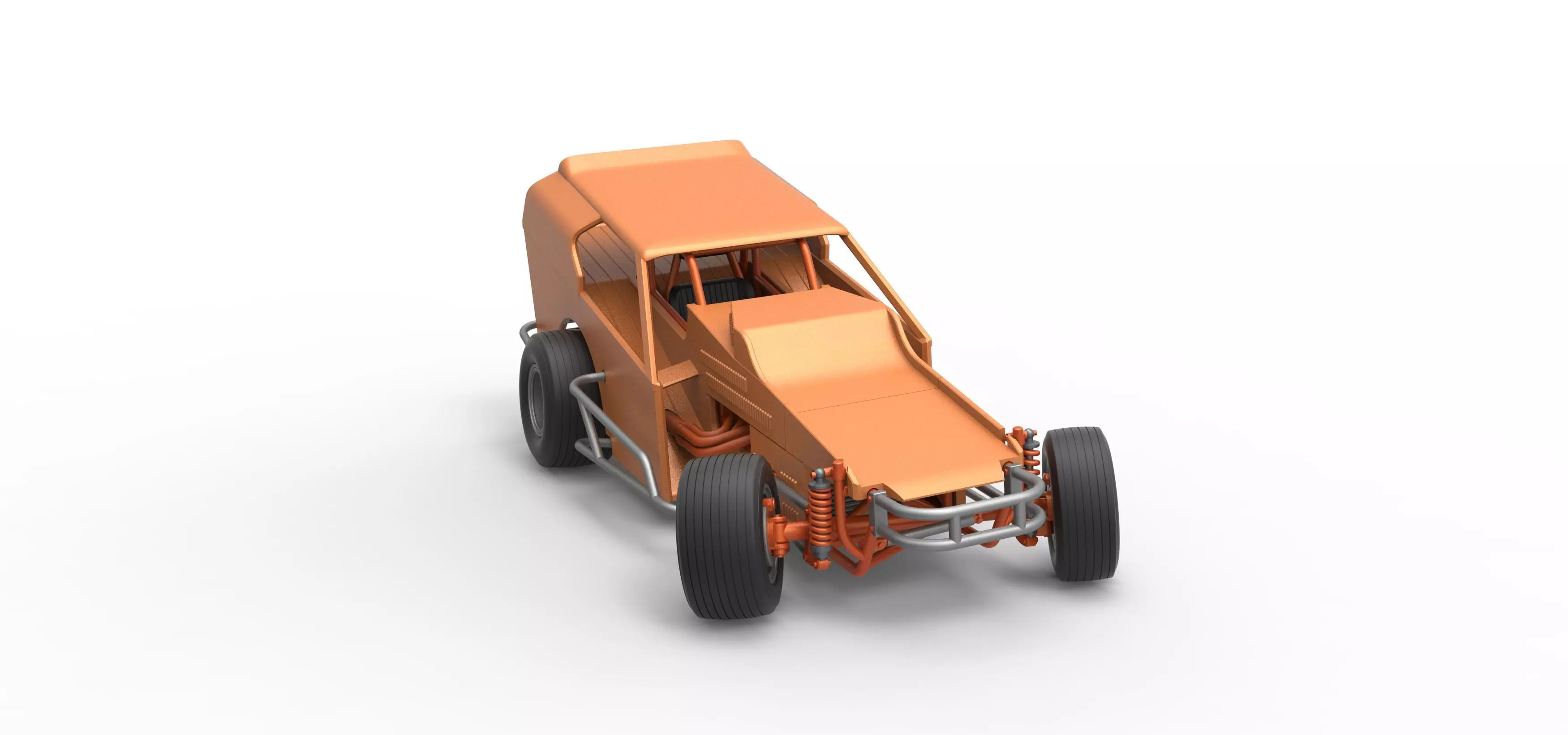 Vintage Dirt Modified stock car V3 while turning Scale 1 to 25 3D print model_26