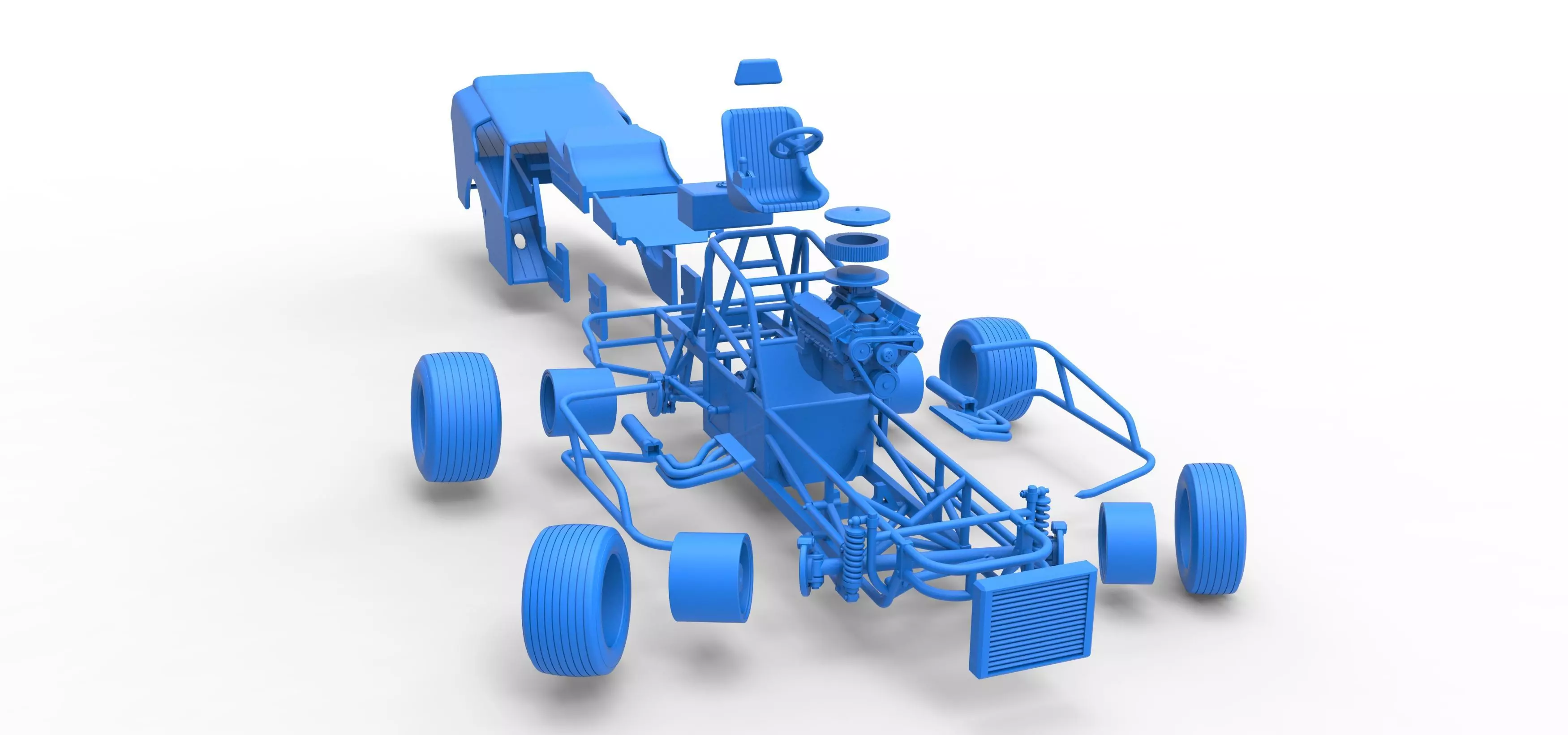 Vintage Dirt Modified stock car V3 while turning Scale 1 to 25 3D print model_67