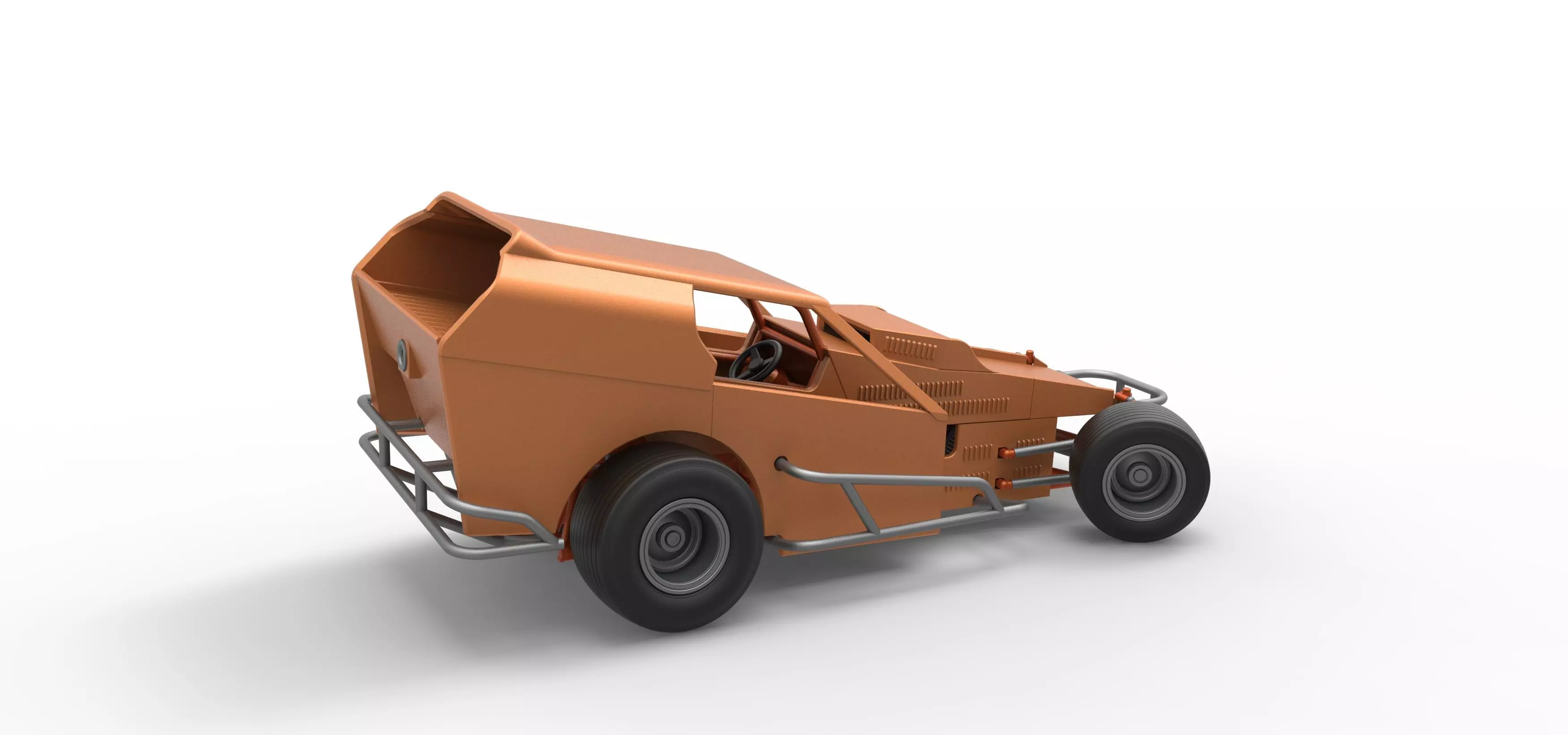 Vintage Dirt Modified stock car V3 while turning Scale 1 to 25 3D print model_20