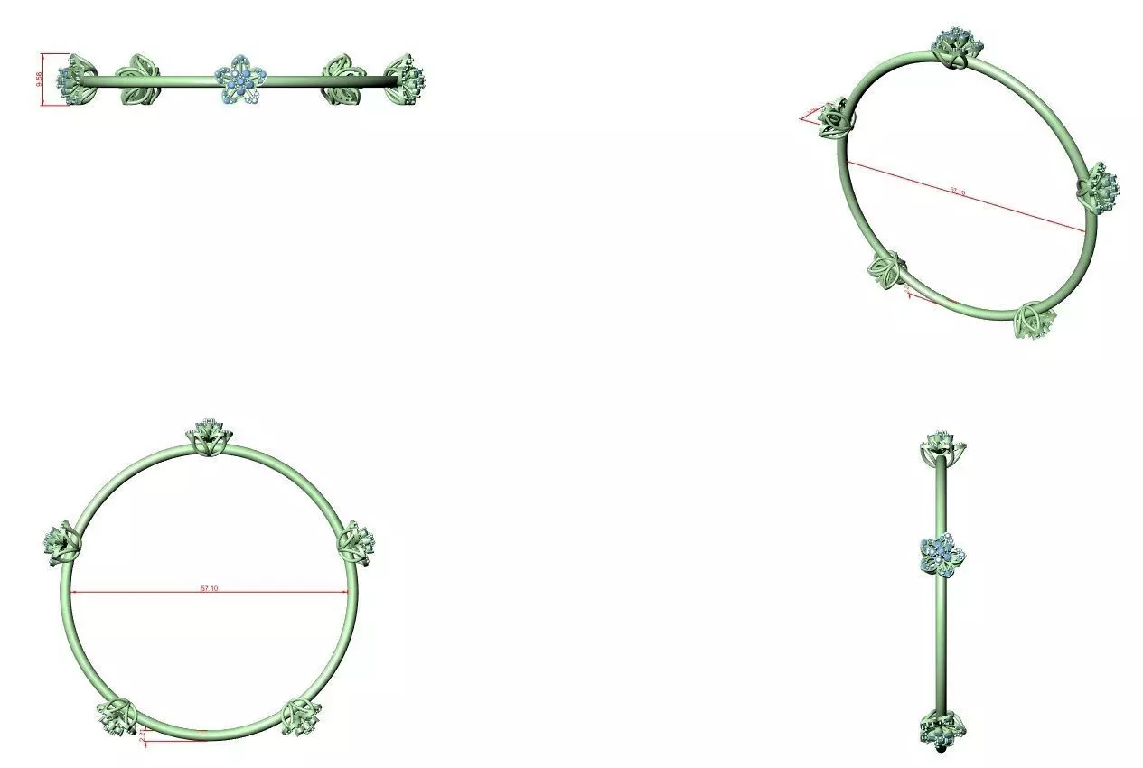 Diamond Bracelet 3dm stl renders details 360 view animation 3D print model_1