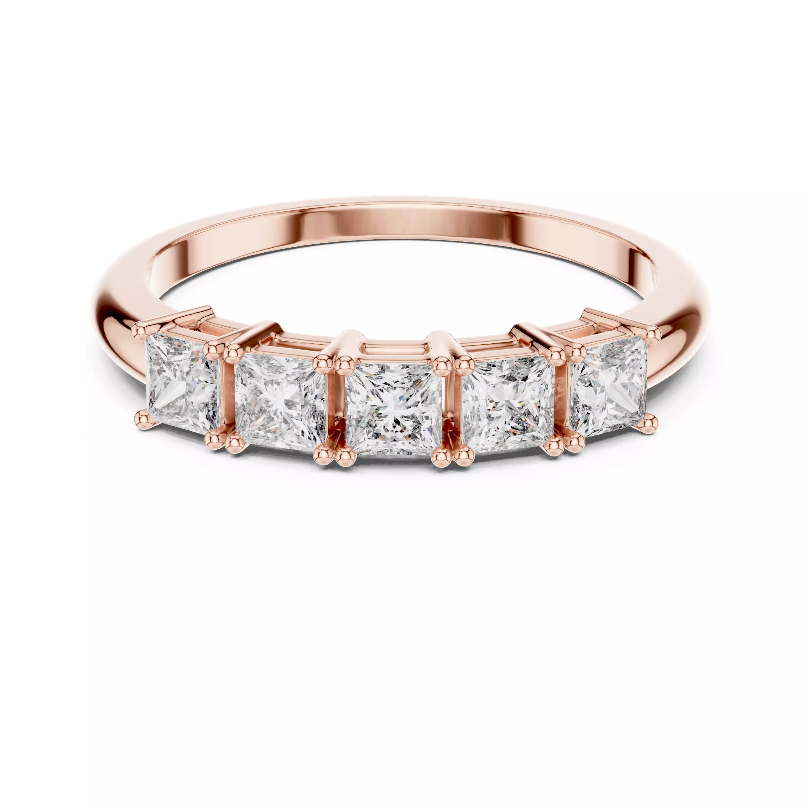 Five Stone Princess Cut Diamond Engagement Ring 3DM STL Video 3D print model