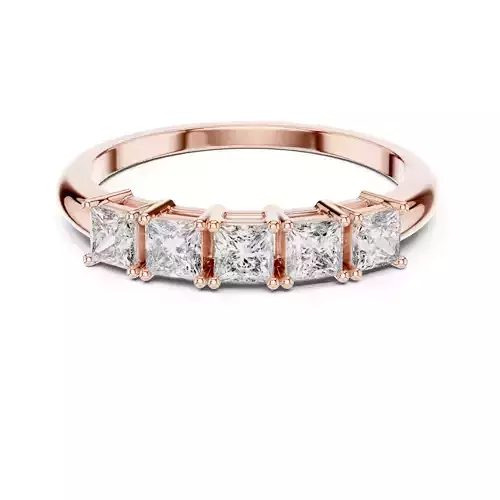 Five Stone Princess Cut Diamond Engagement Ring 3DM STL Video