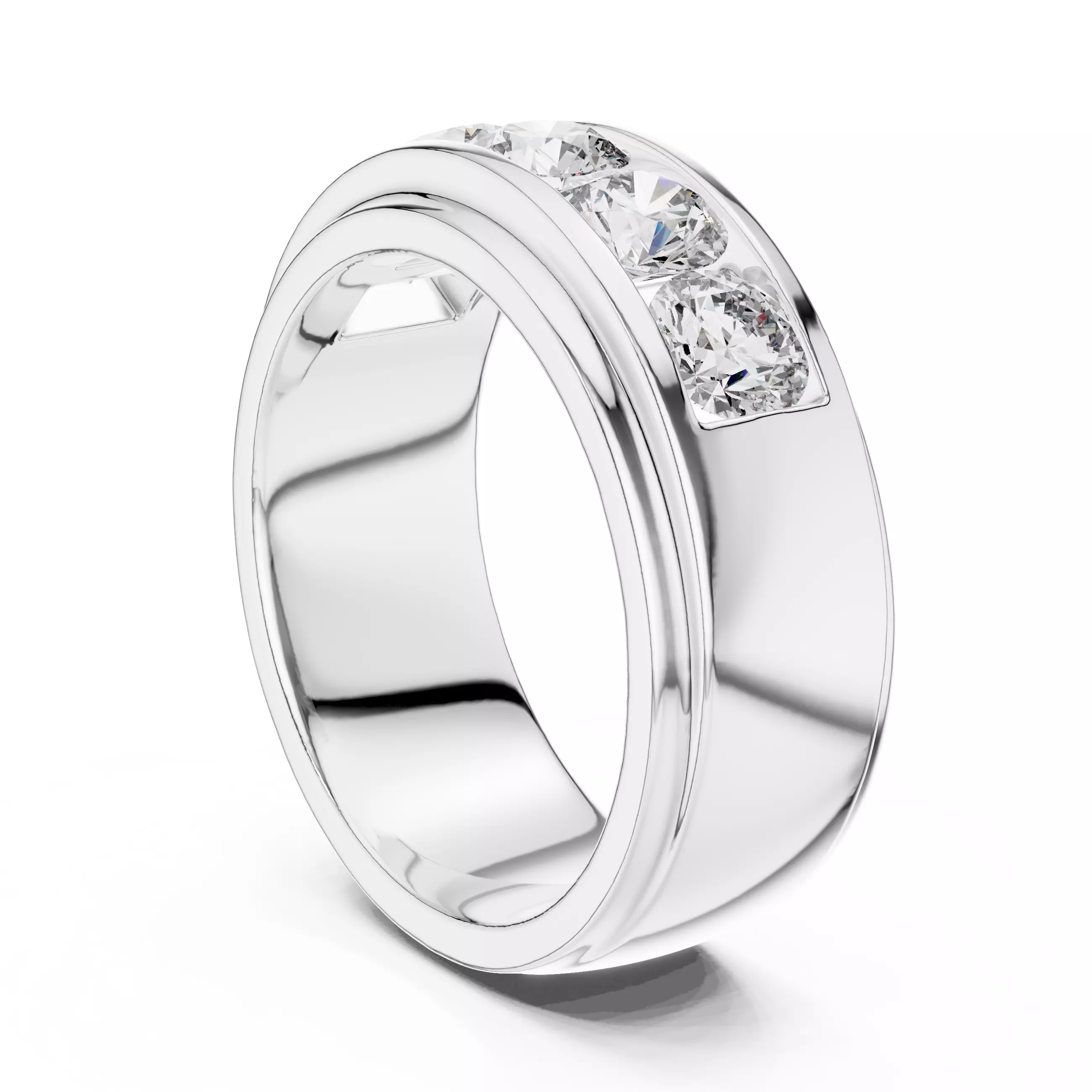 Five Stone Diamond Channel Set Engagement Ring 3DM STL Video 3D print model_9