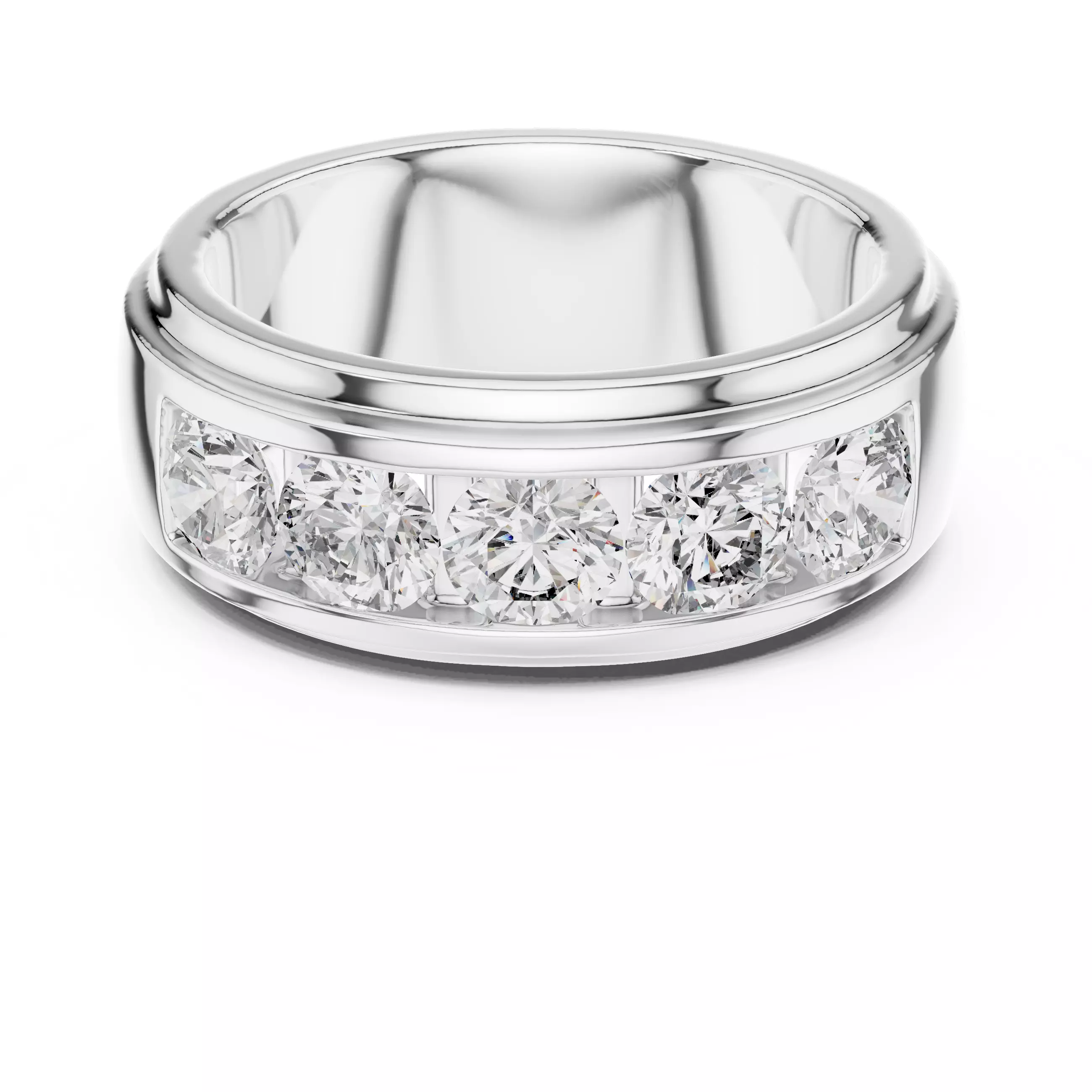 Five Stone Diamond Channel Set Engagement Ring 3DM STL Video 3D print model_2