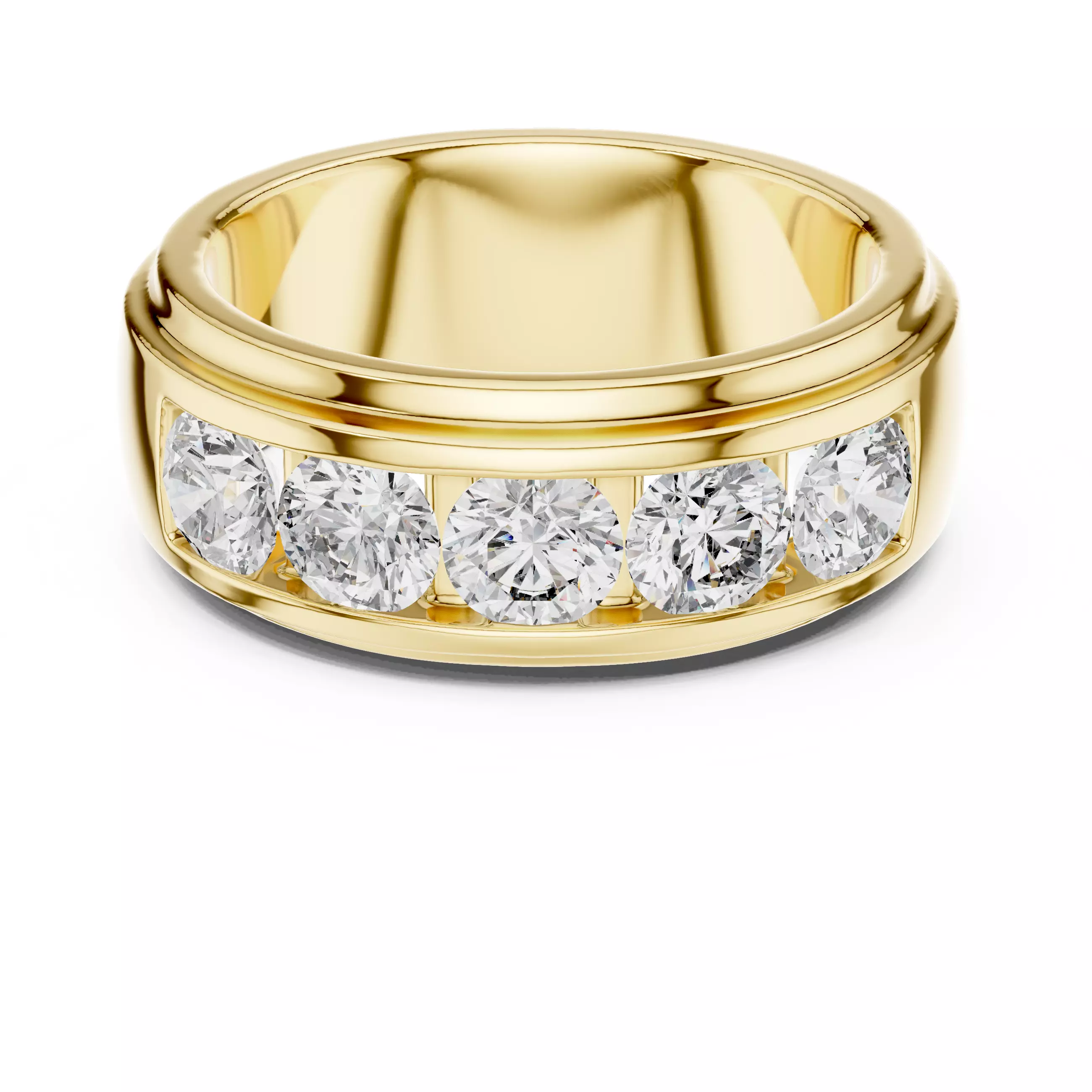 Five Stone Diamond Channel Set Engagement Ring 3DM STL Video 3D print model_1