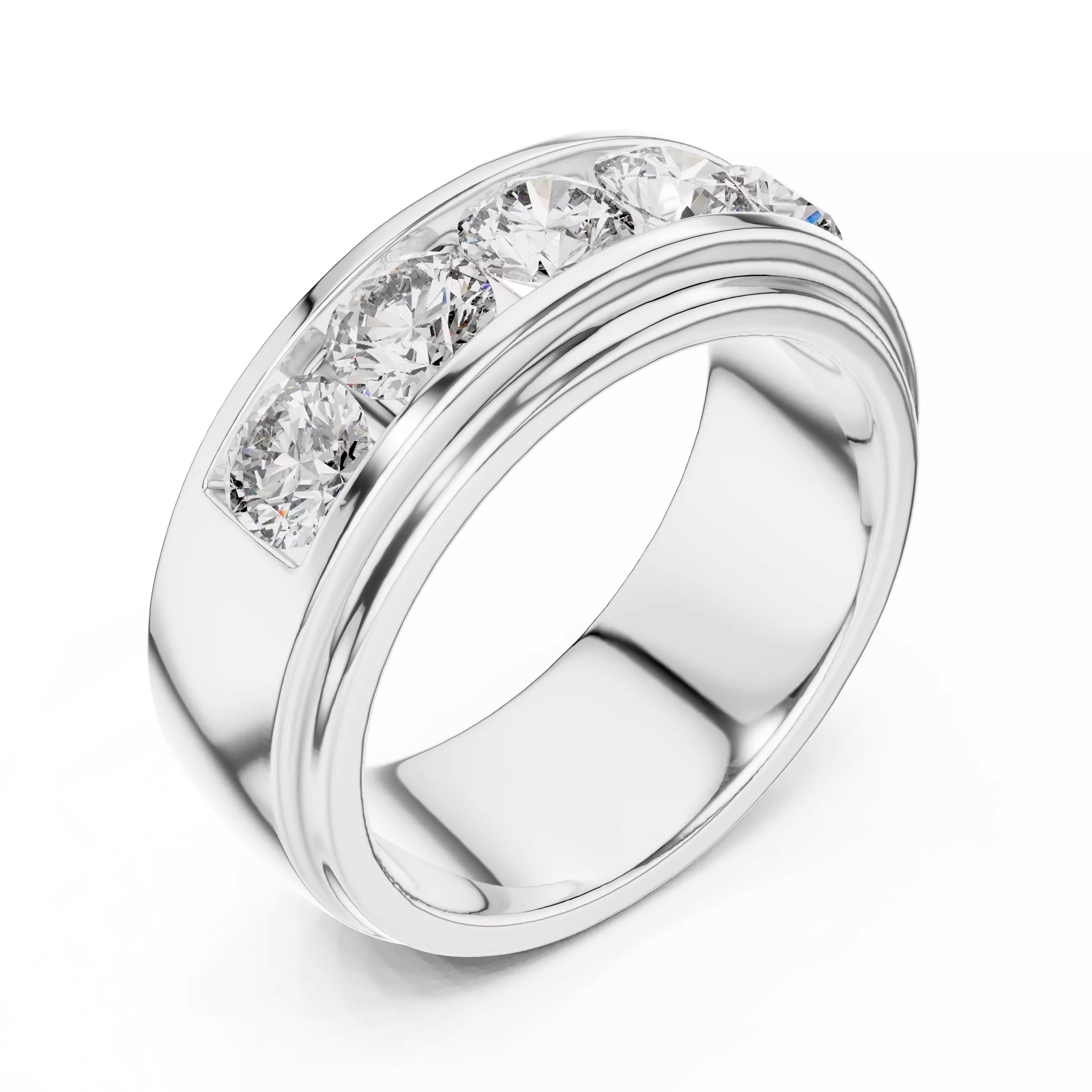 Five Stone Diamond Channel Set Engagement Ring 3DM STL Video 3D print model_10