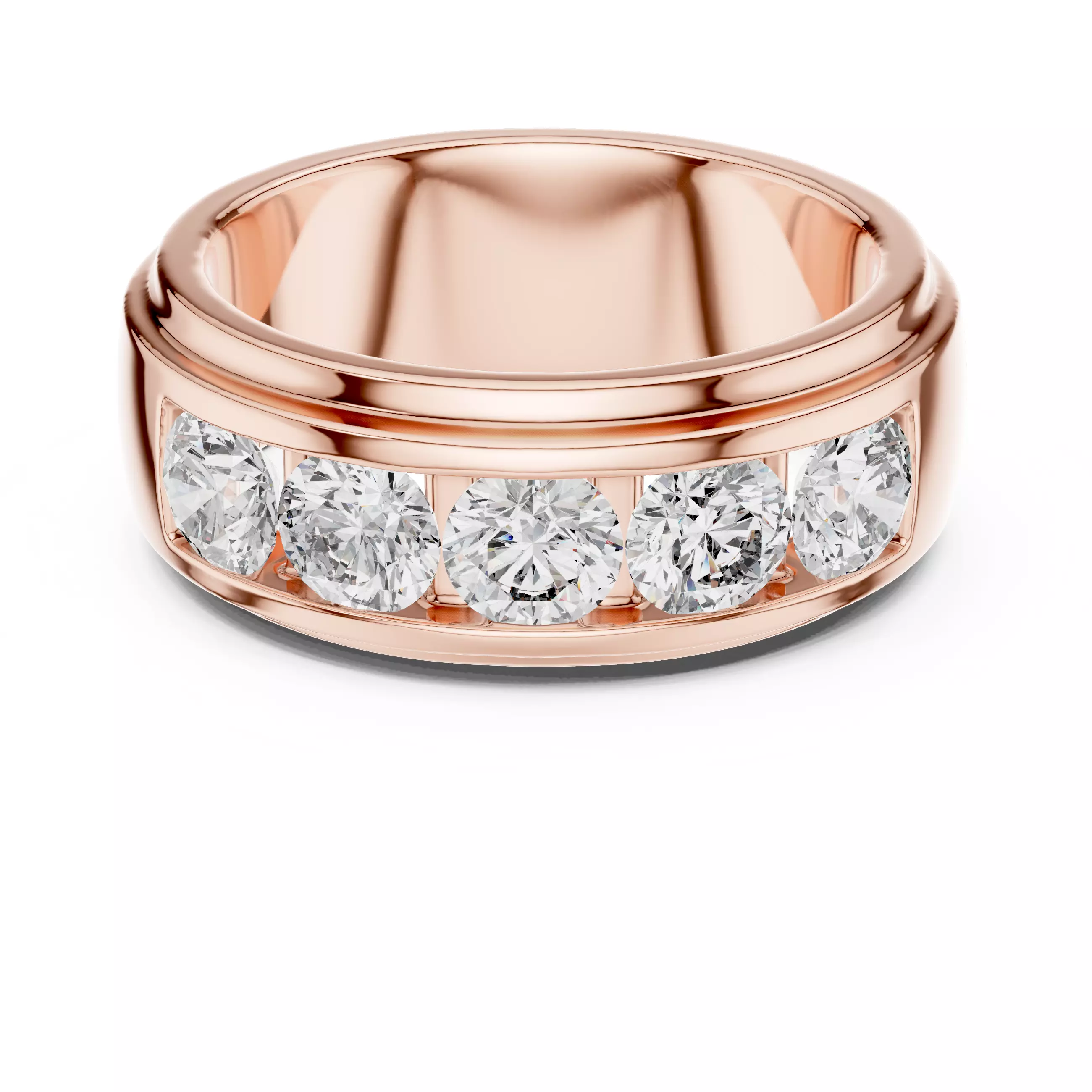 Five Stone Diamond Channel Set Engagement Ring 3DM STL Video 3D print model_0