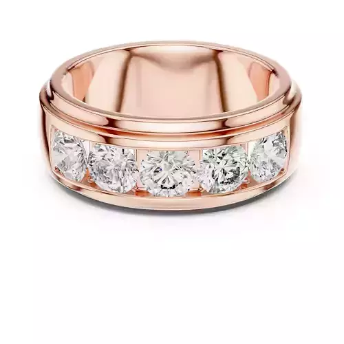 Five Stone Diamond Channel Set Engagement Ring 3DM STL Video 3D print model