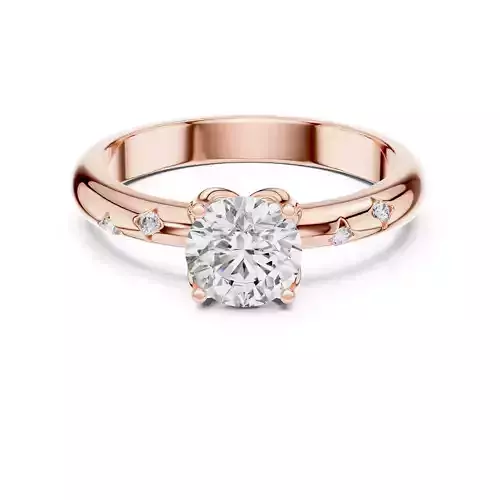 Round Cut Diamond Engagement Wedding Ring 3DM STL Video 3D print model