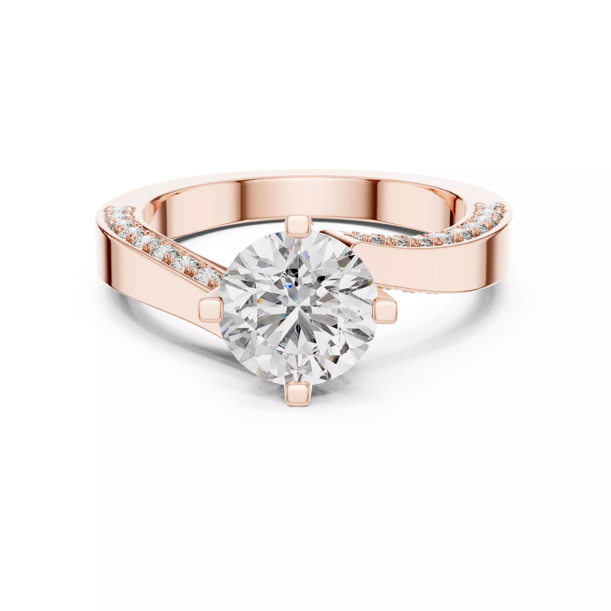 Round Cut Diamond Engagement Wedding Ring 3DM STL Video 3D print model