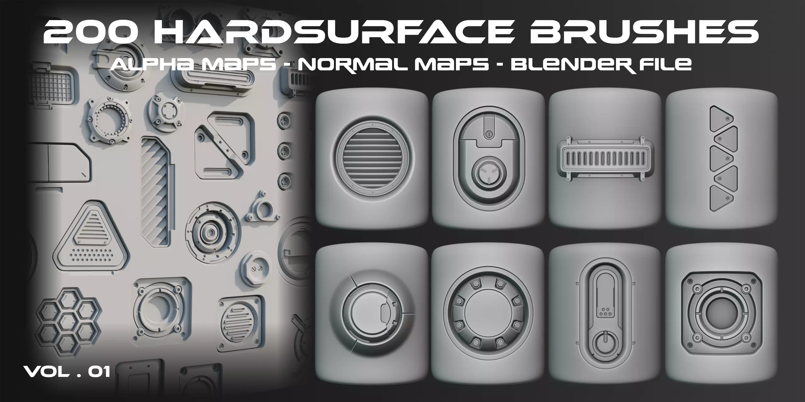 200 Blender Hardsurface Brushes Texture