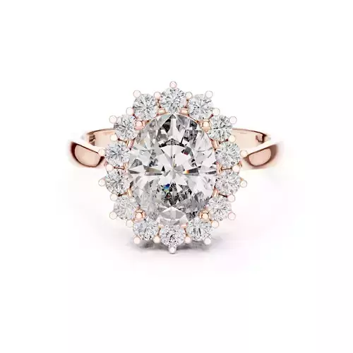Oval Cut Halo Diamond Cathedral Engagement Ring 3DM STL Video 3D print model