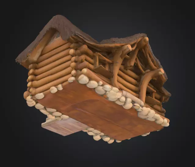 Rustic Fantasy Wooden Cabin Low-poly 3D model_13