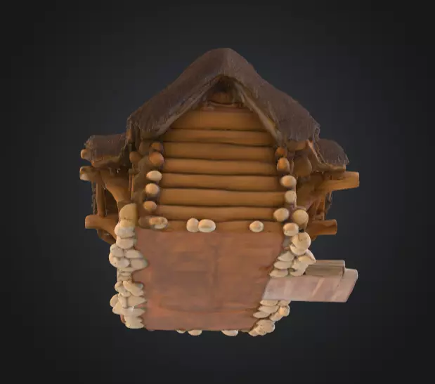 Rustic Fantasy Wooden Cabin Low-poly 3D model_10