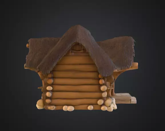 Rustic Fantasy Wooden Cabin Low-poly 3D model_2