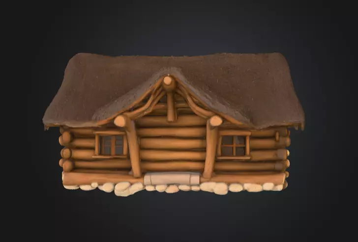 Rustic Fantasy Wooden Cabin Low-poly 3D model_4