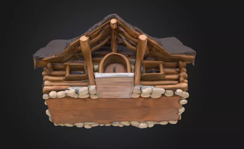 Rustic Fantasy Wooden Cabin Low-poly 3D model_8
