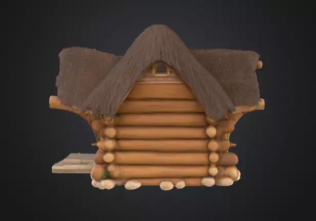 Rustic Fantasy Wooden Cabin Low-poly 3D model_6