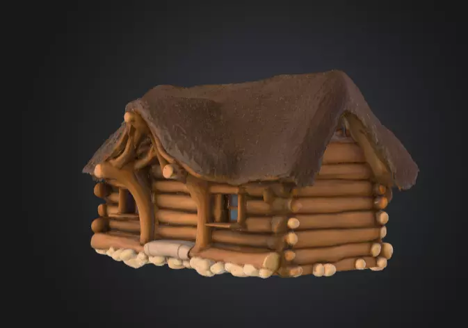 Rustic Fantasy Wooden Cabin Low-poly 3D model_3