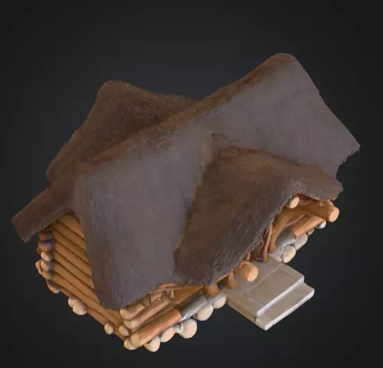 Rustic Fantasy Wooden Cabin Low-poly 3D model_16