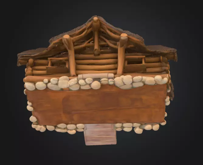 Rustic Fantasy Wooden Cabin Low-poly 3D model_12