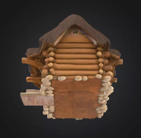 Rustic Fantasy Wooden Cabin Low-poly 3D model_14