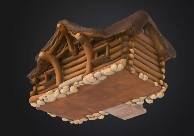 Rustic Fantasy Wooden Cabin Low-poly 3D model_11