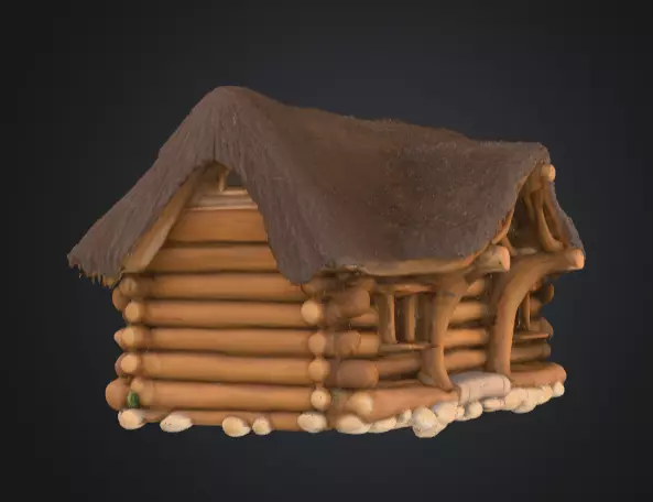 Rustic Fantasy Wooden Cabin Low-poly 3D model_5