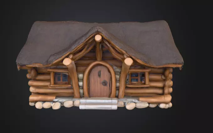 Rustic Fantasy Wooden Cabin Low-poly 3D model_0