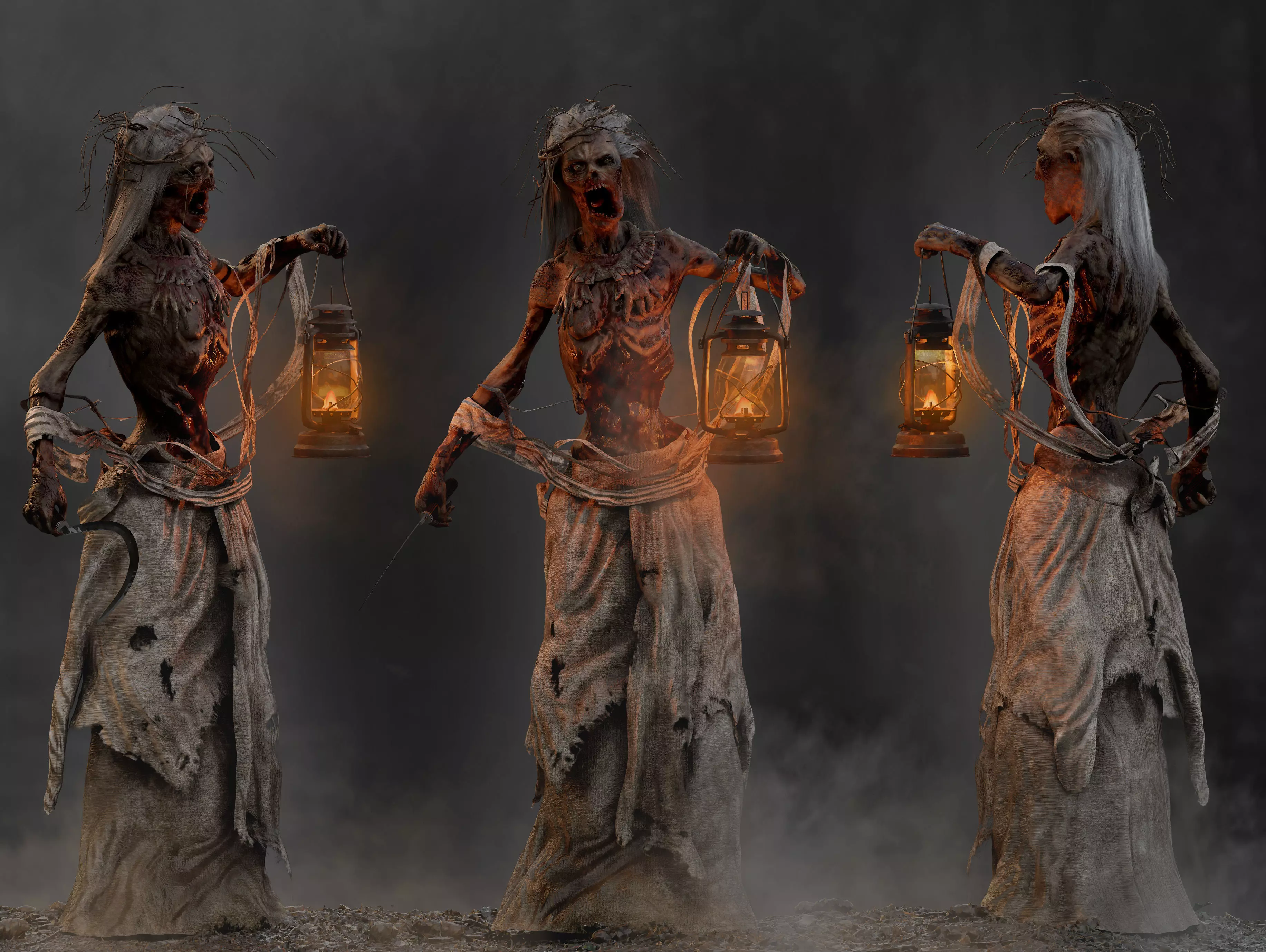 Horror Banshee  Low-poly 3D model_0