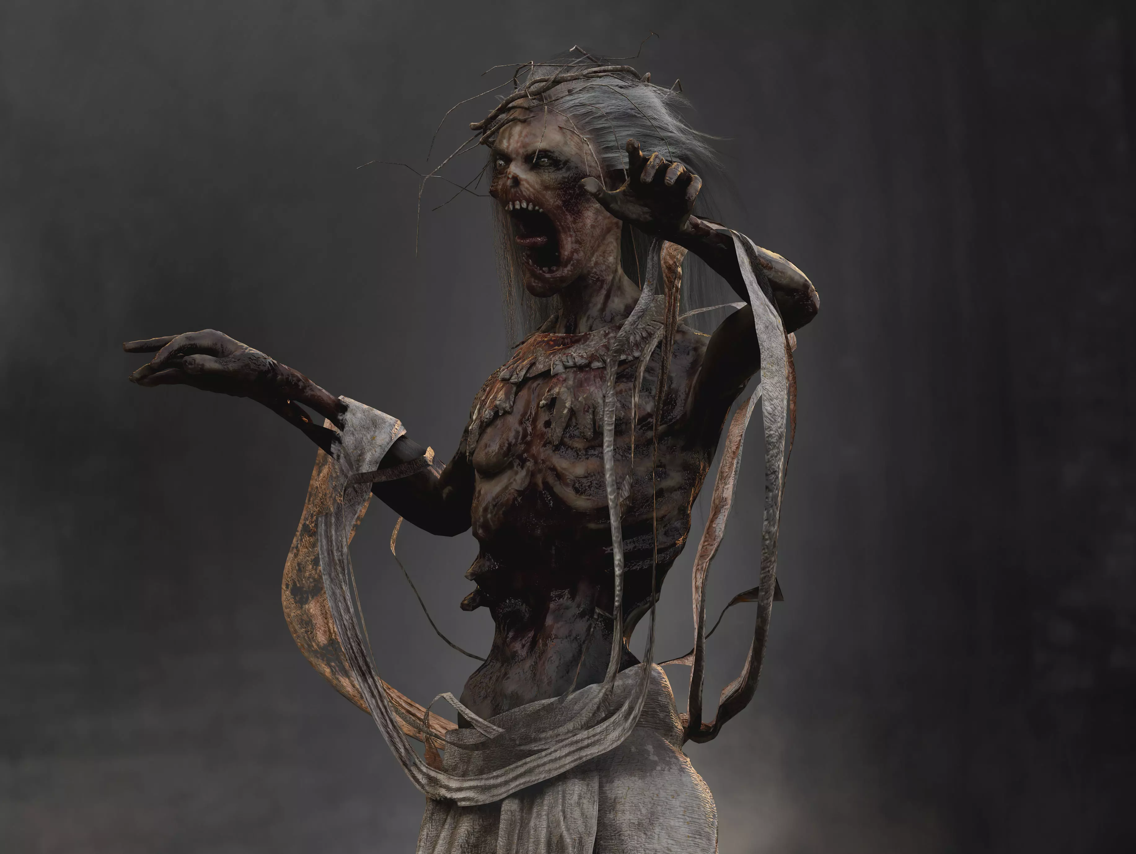 Horror Banshee  Low-poly 3D model_11