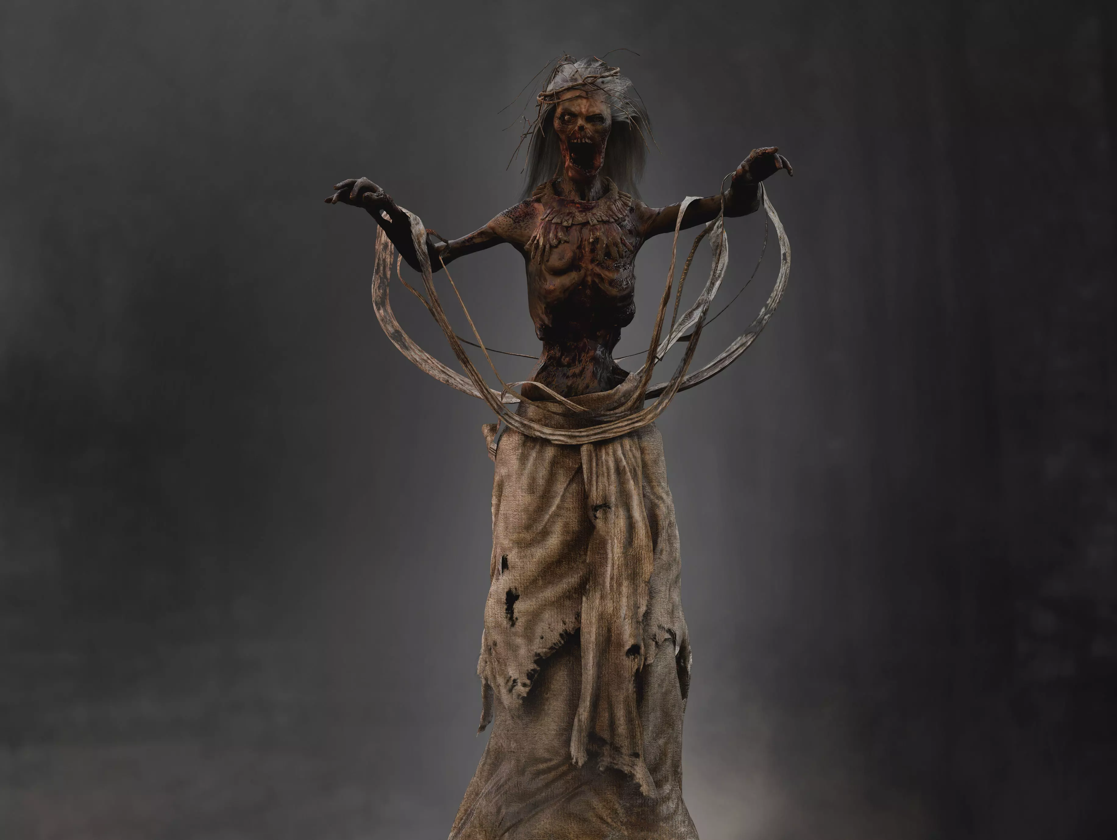 Horror Banshee  Low-poly 3D model_9