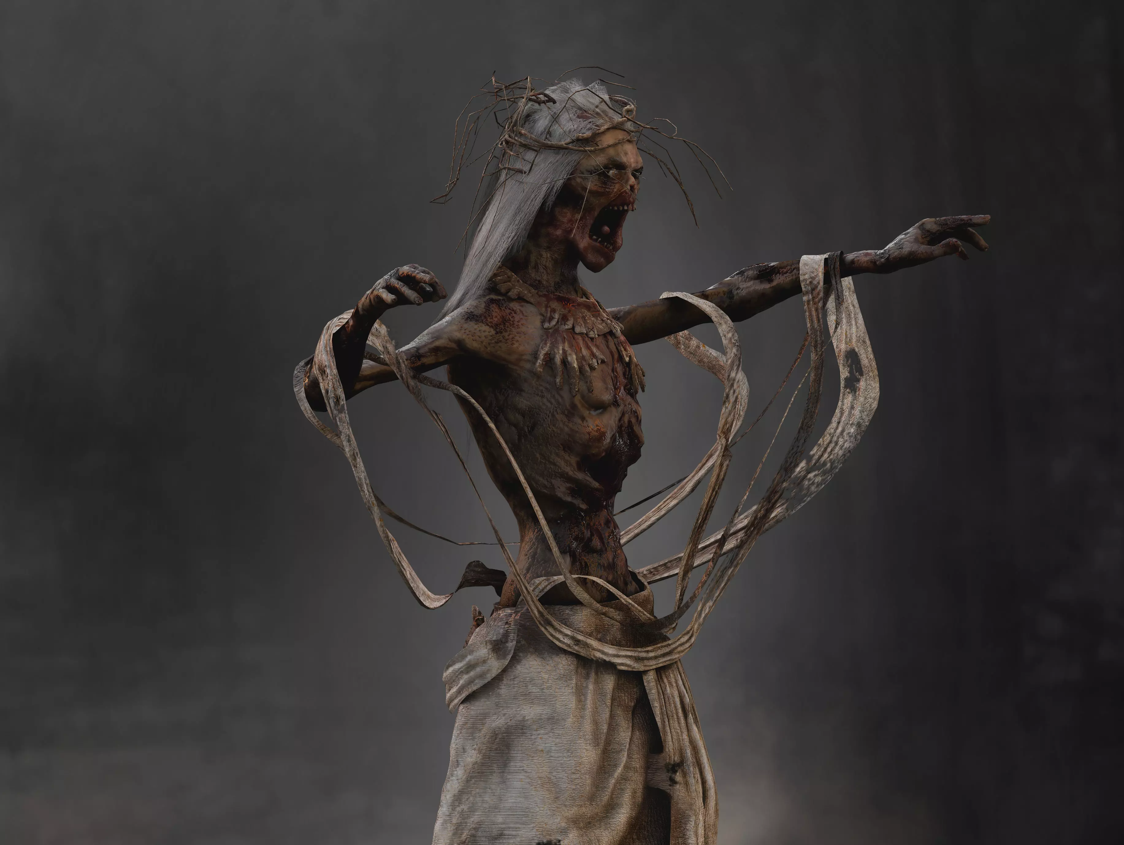 Horror Banshee  Low-poly 3D model_10