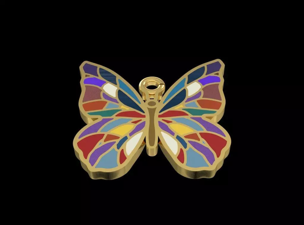 Butterfly Enamel Pendant 3D print model_2