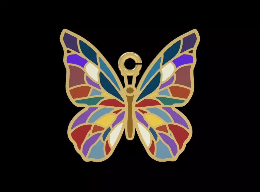 Butterfly Enamel Pendant 3D print model_0