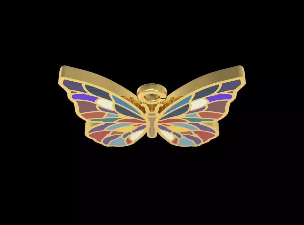 Butterfly Enamel Pendant 3D print model_4