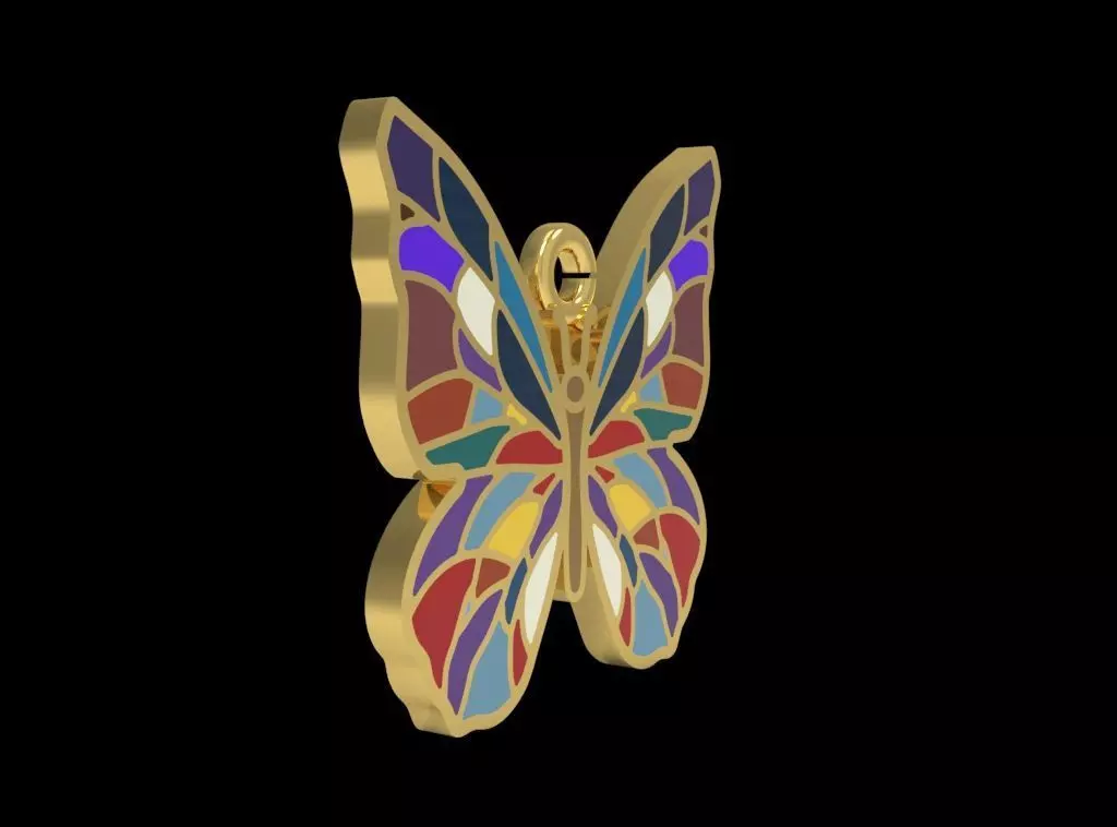 Butterfly Enamel Pendant 3D print model_3