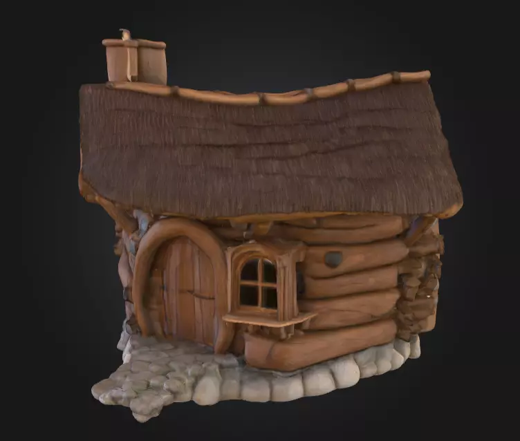 Rustic Fantasy Wooden Cabin Low-poly 3D model_7