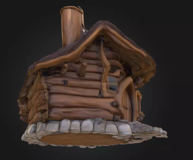 Rustic Fantasy Wooden Cabin Low-poly 3D model_14